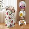 Red Ladybug Print Laundry Hamper Dirty Clothes,Leaf Flower Wild Animal Cute Ladybug Large Laundry Basket Storage Basket For Bathroom 15.7W" X27.2H" view 3