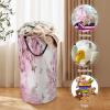 Rustic Spring Butterfly Florals Laundry Hamper Dirty Clothes,Pink Art Aesthetic Theme Tropical Forest Japanese Cherry Blossoms Large Laundry Basket Storage Basket For Bathroom 15.7W" X27.2H" view 3
