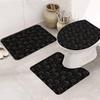 Luxury Black Rose Bath Mat 3 Piece Bathroom Rug Set, Non Slip Bath Rug Contour Mat and Toilet Lid Cover, Absorbent Shower Mats Soft Bath Rug and Mat Sets Vintage Garden Plants Herbs Flowers Small view 1