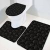 Luxury Black Rose Bath Mat 3 Piece Bathroom Rug Set, Non Slip Bath Rug Contour Mat and Toilet Lid Cover, Absorbent Shower Mats Soft Bath Rug and Mat Sets Vintage Garden Plants Herbs Flowers Small view 4