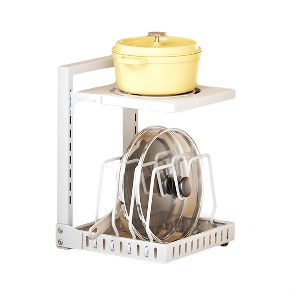 GIBZ Pots and Pans Organizers and Under Cabinet Storage Adjustable Pan Pot Lid Rack Organizer Under Sink for Kitchen