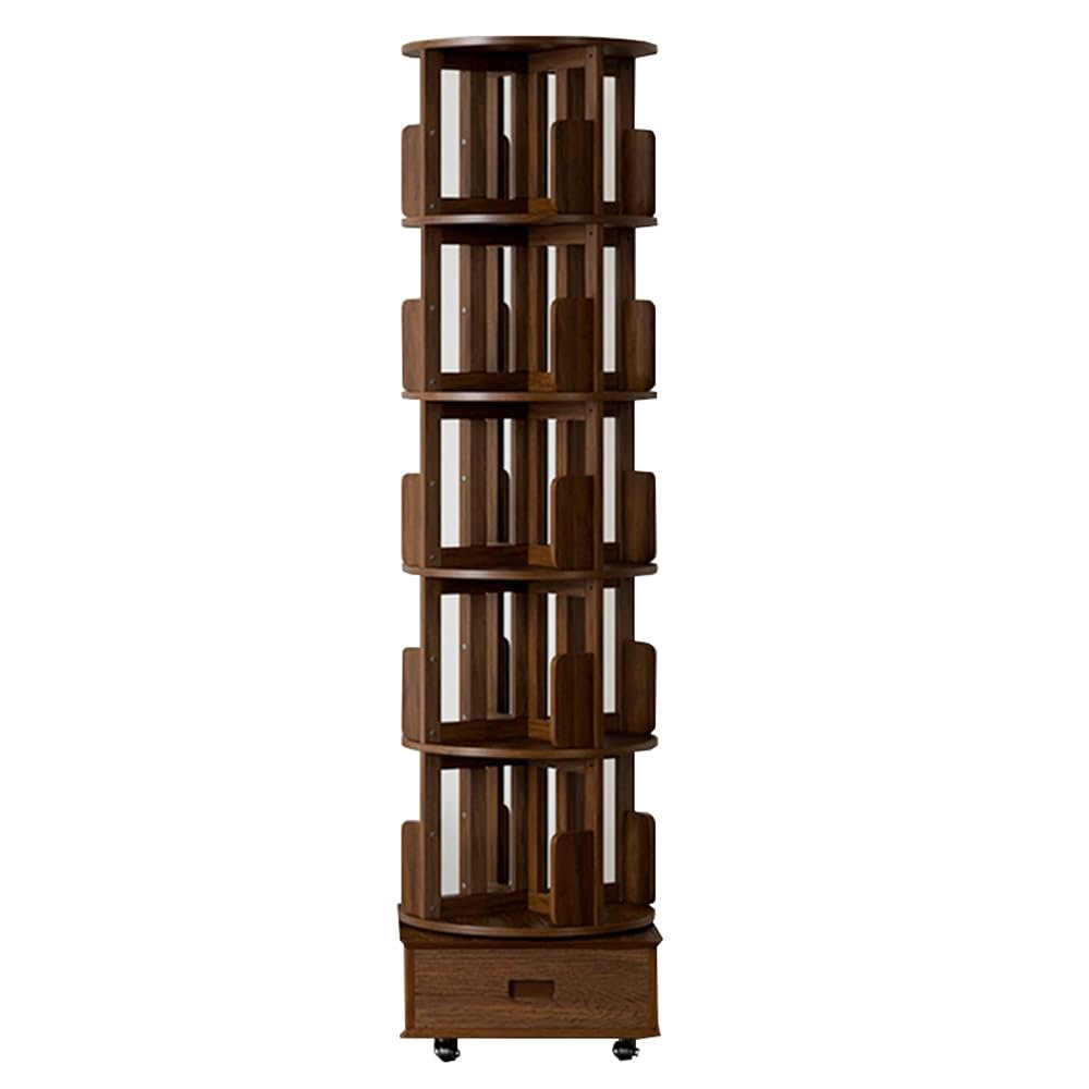 3/4/5tier Solid Wood Organisers,360 Rotating Bookshelf,Standing Bookshelf Storage Shelf,Flexible Disassembly,Bookshelf Tower,Spinning Bookshelf for Small Spaces