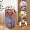 Cute Polar Bear Sunset Laundry Basket Large Volume,Rustic Polar Nature Landscape Funny Arctic Animals Polar Bears Dirty Clothes Basket Hampers Storage for Dorm And Family 15.7W" X27.2H" view 3