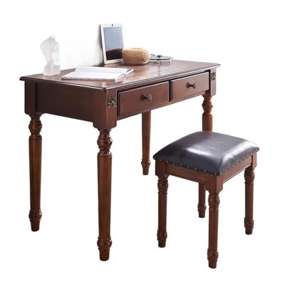 NEKCOCO Modern Gaming Desk Office Desk Home Writing Desk with 2 Storage Drawers Retro Country Style Work Study Desk Computer Desk Brown Study Writing Table (Size : 1.2 Meters)