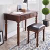 NEKCOCO Modern Gaming Desk Office Desk Home Writing Desk with 2 Storage Drawers Retro Country Style Work Study Desk Computer Desk Brown Study Writing Table (Size : 1.2 Meters) view 2