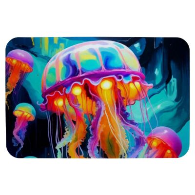 ZHANGYWFS Funny Bath Mat Bathroom Rug Highly Absorbent Instant Dry Technical Cloth Fabric Sink Balcony Carpet Pad Rubber Backed Thin Washable Luxury Inside Map Innovative Square Jellyfish