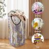 LNDDYTP Abstract Western Farm Lavender Laundry Basket Large Volume,Rustic Farmhouse Wood Board Spring Butterfly Floral Dirty Clothes Basket Hampers Storage for Dorm And Family 15.7W"" X27.2H"" view 3