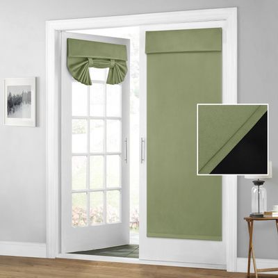 HOMEIDEAS 100% Blackout French Door Curtains, Privacy Door Curtains for Window, 26 X 68 Inch Room Darkening Blinds, Thermal Insulated Window Shades for Bedroom, 1 Panel, Sage Green