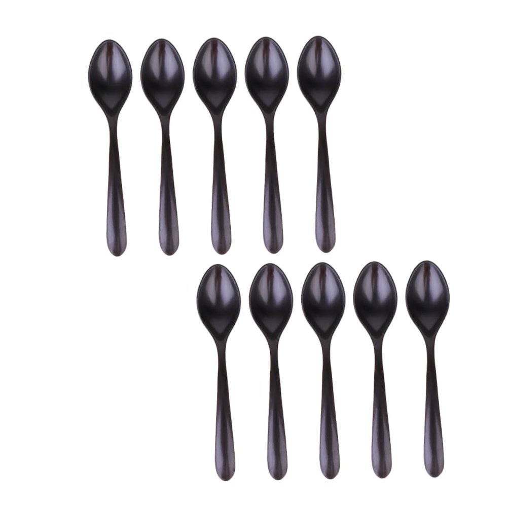 10pcs Spoon Microwave Ramen Bowl Coffee Stir Sticks Ramen Bowls Serving Utensils Cutlery Soup Ladle Soup Supply Soup Accessory Food Accessories Black