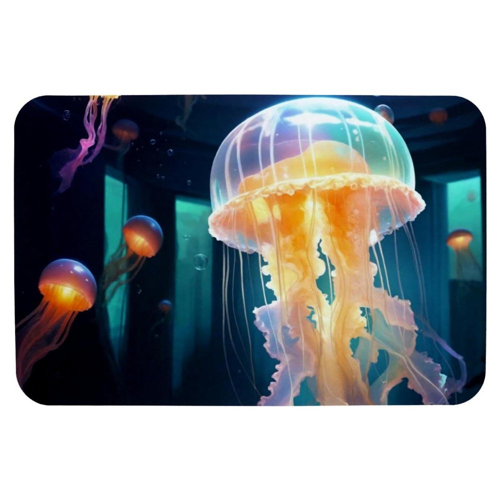 ZHANGYWFS Funny Bath Mat Bathroom Rug Ultra Absorbent Fast Dry Technical Cloth Fabric Sink Laundry Carpet Pad Rubber Bottom Big Rollable Flat New Gadgets Retro Women Jellyfish, Various 858, kjbdd-001