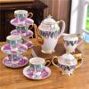 SGeneE Utility Tea Set for Adults Porcelain Tea Sets Tea Cup and Saucer Gift Set British Royal Bone China Cups Wedding Gift 15 Pieces Teapots view 2