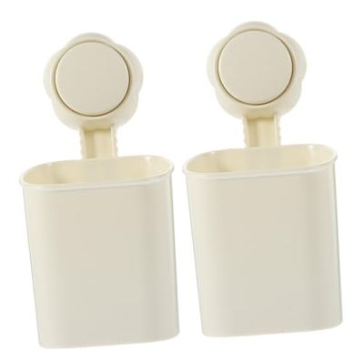 Ciieeo 2pcs Bathroom Wall Mount Suction Cup Rack Shower Organizer Toothbrush Holder Easy Install Sturdy