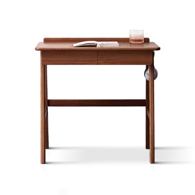 NEKCOCO Modern Gaming Desk Modern Simple Desk Multi-Functional Desk Learning Writing Desk with Cable Hole Drawer Hanging Rod Home Office Desk Study Writing Table (Color : Walnut, Size : 1 Meter)
