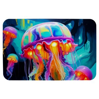 ZHANGYWFS Funny Bath Mat Bathroom Rug Super Absorbent Quick Dry Technical Cloth Fabric Toilet Restroom Carpet Pad Rubber Backed Fast Easy Clean Cute Indoor Products Multipurpose Boy Girl Jellyfish