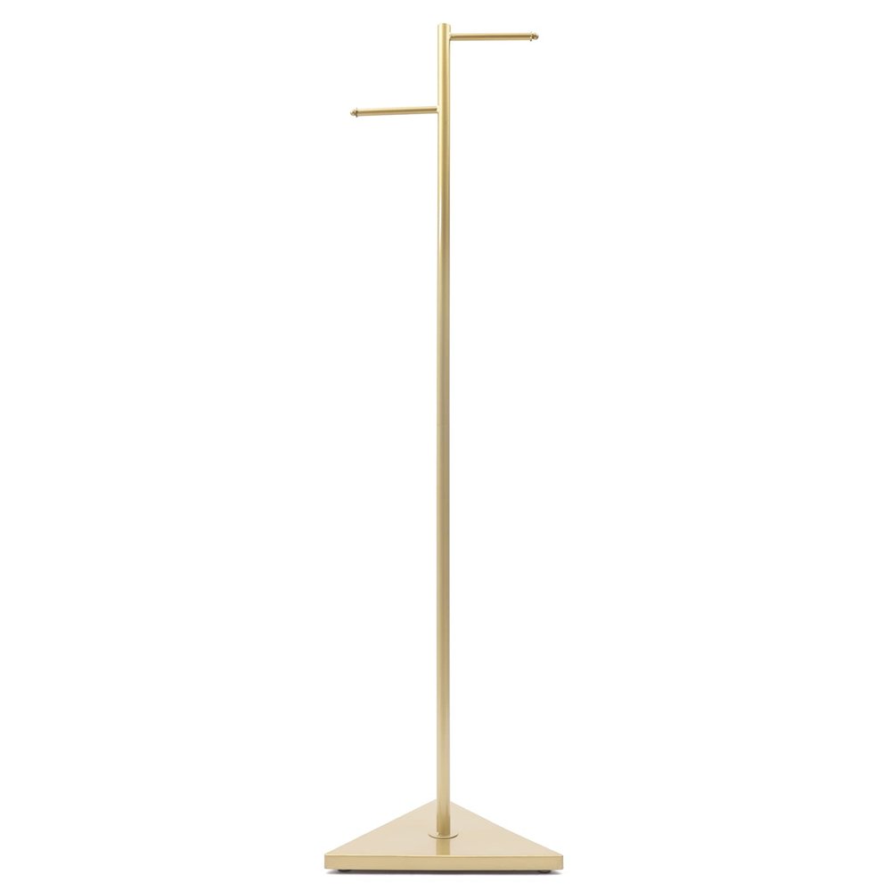 Industrial Tree Simple Design Gold Coat Rack w/ 2 Hooks&Triangular base for Clothes, Hat, Bag, Industrial Style For Home Office Hall Entryway.