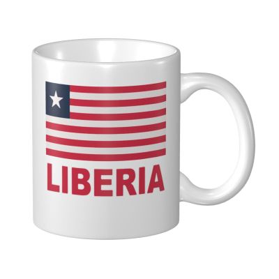 NUSDB Liberian Flag Porcelain Coffee Mugs, Classic Ceramic Cup For Tea Latte Cappuccino, White