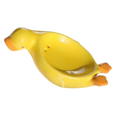 Ciieeo Adorable Yellow Ceramic Soap Dish Draining Soap Holder Tray Modern Bathroom Accessory Rack