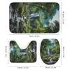 SOPIYRIO 4 Pieces Rustic Waterfalls Shower Curtain Set Mysterious Mountain Forests Natural Rivers Picture on Non-Slip Rugs Toilet Lid Cover Bath Mat and Bathroom Curtain with 12 Hooks,72x72 Inch view 3