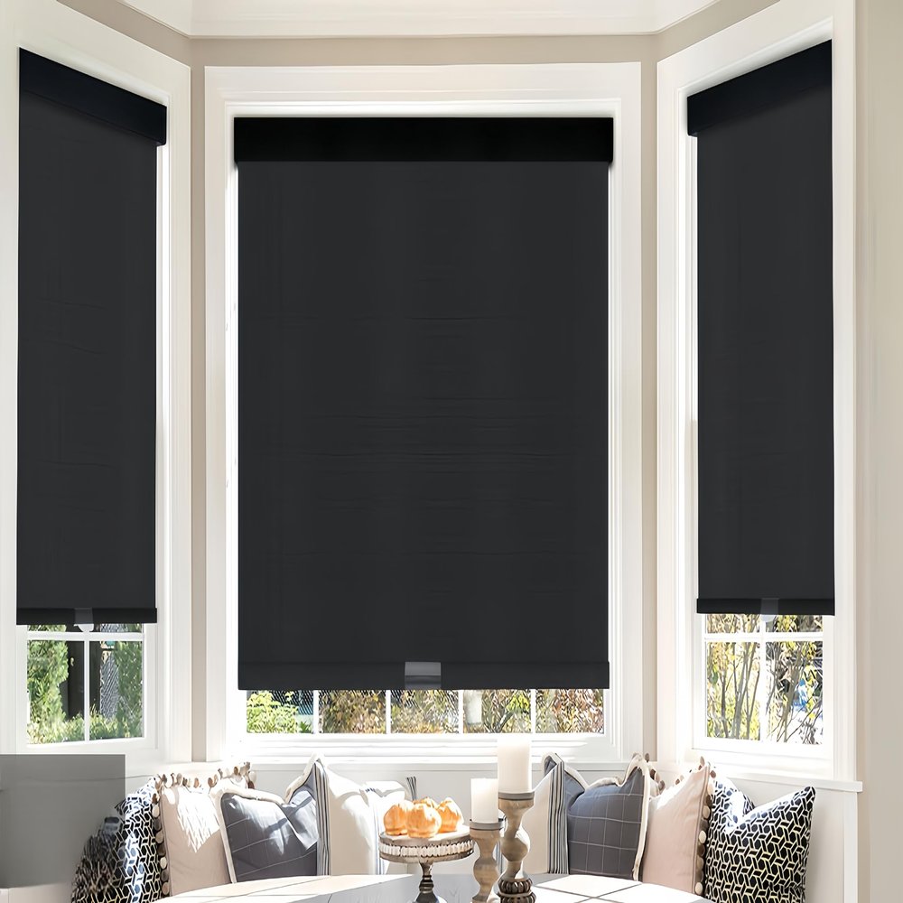 100% Blackout Roller Size Customization-Cordless Room Darkening Blinds,Door Shade with Thermal Insulated Bedroom Shades UV Rays Blocking,Custom Roller Curtains 26" Wx [Custom Height] Black