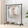 DUDOK 1/2 Telescoping Wardrobe Rack - Rolling Metal Clothes Rack, Space Saving Telescopic Closet Rack | Retractable Hanging Stand with 4 Wheels, Extendable Hanging Clothes Rack for Living Room view 4