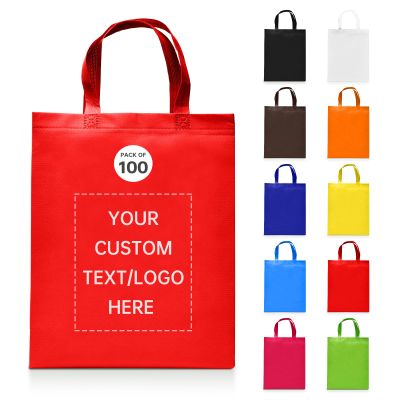 JEOHLORY Customizable Tote Bags -100 Sets Unleash Your Creativity with Ideal for Sales, Business Activities, Propaganda, Parties (Only one color decoration allowed, Customized Red)