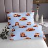 Cartoon Beavers Bedspread King Size,Cute Wild Animals Quilted Comforter Set Rustic Style Beavers Bedding Quilt for Kids Adult Room Decor,Brown Blue Coverlet Set Bedding Gift 3Pcs view 3
