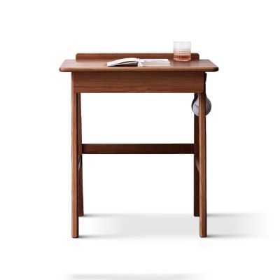 NEKCOCO Modern Gaming Desk Modern Simple Desk Multi-Functional Desk Learning Writing Desk with Cable Hole Drawer Hanging Rod Home Office Desk Study Writing Table (Color : Walnut, Size : 0.7 Meters)