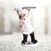 Cabilock Cooks Character Figurine Holding Tray Resin Chef Statue for Kitchen Decor Bakery Ornaments Home and Restaurant Decoration White view 3