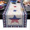 4th of July Stars Table Runner Kitchen Dining Table Runners 60 Inches Long, Cotton Linens Washable Table Cloth Dresser Scarves for Party Holiday Home Decor, 13" Wide Buffalo Plaid Check Tablerunners view 1