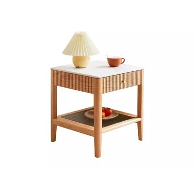 RENEESME Sofa Solid Wood Side Table Oak Slate Sofa Side Cabinet Living Room Small Coffee Table Nordic Modern Simple Corner Table Sofas for Living Room