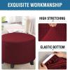 RYBDIZQ Round Ottoman Cover Slipcover, Footstool Protector Covers, Stool Ottoman Covers Stretch with Stretch Bottom, Round Non Slip Pouffe Cover, Easy to Clean,Red,M, Medium view 4