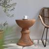 RENEESME Sofa Imitation Wood Grain Side Table, Simple Wood Color Round Coffee Table, Retro Sofa, Nordic Living Room Round Table Sofas for Living Room, 41*33*51cm view 3