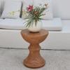 RENEESME Sofa Imitation Wood Grain Side Table, Simple Wood Color Round Coffee Table, Retro Sofa, Nordic Living Room Round Table Sofas for Living Room, 41*33*51cm view 4
