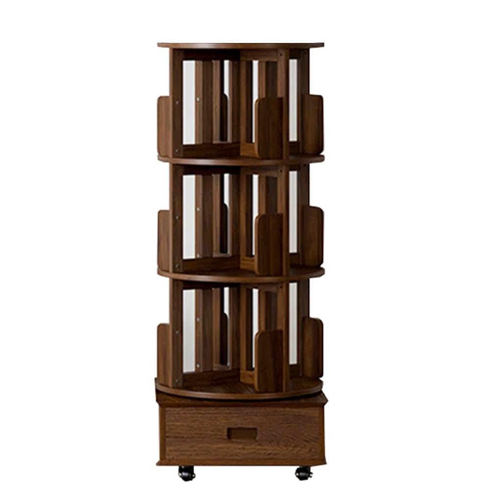 3/4/5tier Solid Wood Organisers,360 Rotating Bookshelf,Standing Bookshelf Storage Shelf,Flexible Disassembly,Bookshelf Tower,Spinning Bookshelf for Small Spaces
