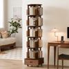 3/4/5tier Solid Wood Organisers,360 Rotating Bookshelf,Standing Bookshelf Storage Shelf,Flexible Disassembly,Bookshelf Tower,Spinning Bookshelf for Small Spaces view 3