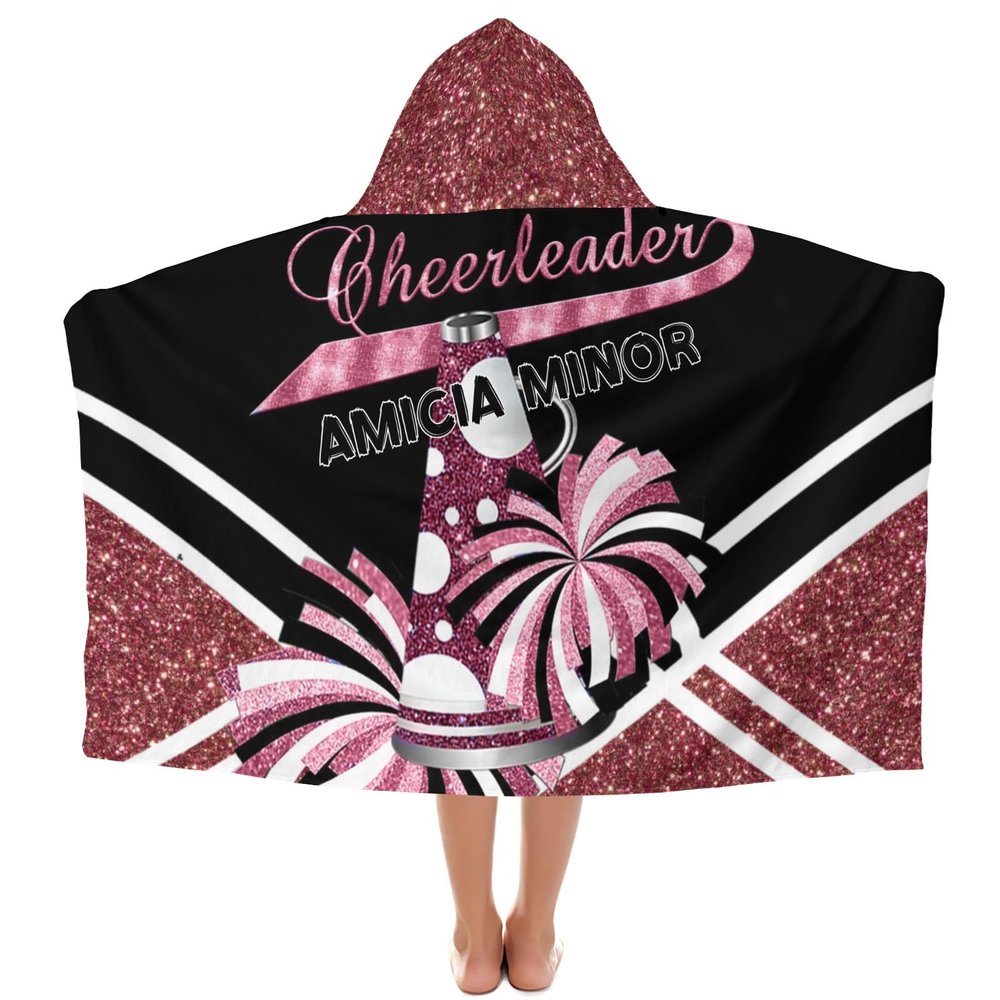 Eiis Unidesign Personalized Cheerleader Maroon Hooded Towel for Toddlers 5-12 Years Boys Girls Kids Bath Pool Beach Towel Wrap Soft Absorbent Beach Poncho