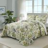Travan 3-Piece Quilt Set Quilted Bedspread Cotton Coverlet Set Floral Oversized Quilted Bedding Set for All Season, White Vine, King Size view 2