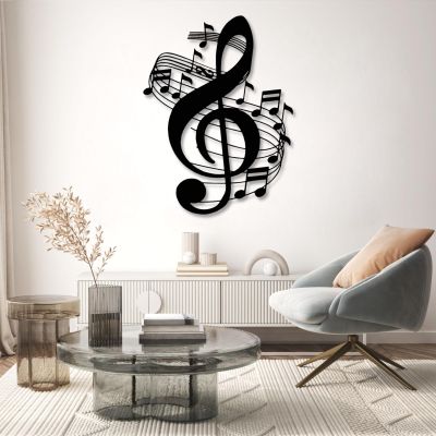 Metal Wall Art-Musical Metal Wall Art, Music Notes Wall Art, Music Wall Decor, Music Art Wall Decor, Sheet Music Art, Music Time, Living Room Decoration, Wall Hangings, Music Lover Gift (18"x 24"| 48x63cm, Black)