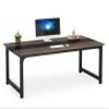 Tribesigns Modern Computer Desk, 70.8 x 31.5 inch Large Office Desk Computer Table Study Writing Desk Workstation for Home Office, Grey/Black view 1