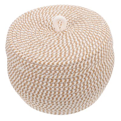 Ciieeo Cotton Rope Woven Basket Lid Stylish Storage Organizer for Sundries for Home Living Room Bedroom Bathroom and Safe Material