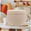 Ciieeo Cotton Rope Woven Basket Lid Stylish Storage Organizer for Sundries for Home Living Room Bedroom Bathroom and Safe Material view 2
