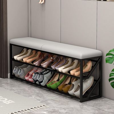 YUGXTH Entryway Shoe Bench with Storage, End of Bed Bench, Shoe Storage Bench with Seat Cushion, Modern Shoe Rack Bench with Metal Legs, for Entryway, Hallway, Mudroom, Closet(Gray B,47x10x19/120x25x
