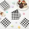 Seajan 100 Pcs Black Gingham Cocktail Napkins Disposable 5x5 Inch Scalloped Edge Plaid Paper Napkins Checkered for Wedding Birthday Party Dinner Holiday Decorations view 4