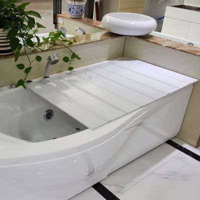 AISHULEI Foldable Bath Cover, Bathtub Tray, Anti-dust Durable Bathtub Cover Bath Insulation Cover, PVC Shutter Bath Lid Fit Most Tubs, Can Store Wine Glass, Tablets (Size : 85x70x0.65cm)