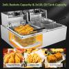 forplubossmmp Commercial Fryer - 5000w Electric Fryers with Baskets - 0.6mm Thickened Stainless Steel Countertop Oil Fryer 12.7qt/12l Large Capacity With Temperature Limiter view 2