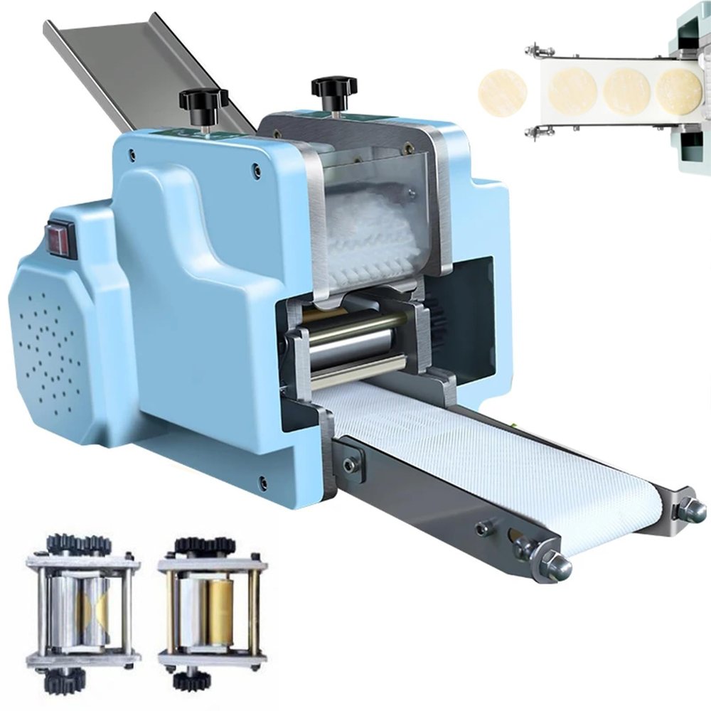 Automatic Commercial Dumpling Skin Machine, 110v Electric dumpling maker, Dumpling Skin Machine Electric Dumpling Maker Machine Wonton Wrapper Dough Maker with 8cm/3in Mold Dumpling Skin Presse