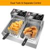 forplubossmmp Electric Deep Fryer With Double Tank (6l+6l), Stainless Steel Commercial Deep Fryer With Large Capacity And Baskets And Lids Onion Rings, Poppers, Fried Dumplings, Spring Rolls view 2