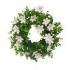 belupai 12in Artificial Daisy Flower Wreath with Eucalyptus Leave, Plastic Spring Summer Wild Flower Wreath Farmhouse Front Door Floral Wreath for Wall Home Wedding Party Decoration (Pink) view 1