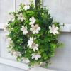 belupai 12in Artificial Daisy Flower Wreath with Eucalyptus Leave, Plastic Spring Summer Wild Flower Wreath Farmhouse Front Door Floral Wreath for Wall Home Wedding Party Decoration (Pink) view 2