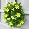 belupai 12in Artificial Daisy Flower Wreath with Eucalyptus Leave, Plastic Spring Summer Wild Flower Wreath Farmhouse Front Door Floral Wreath for Wall Home Wedding Party Decoration (Pink) view 4
